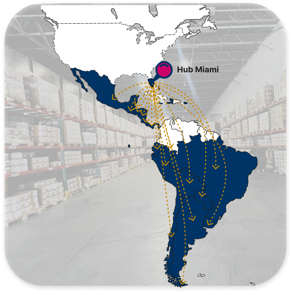 Map showing Miami as a logistics hub for Latin America